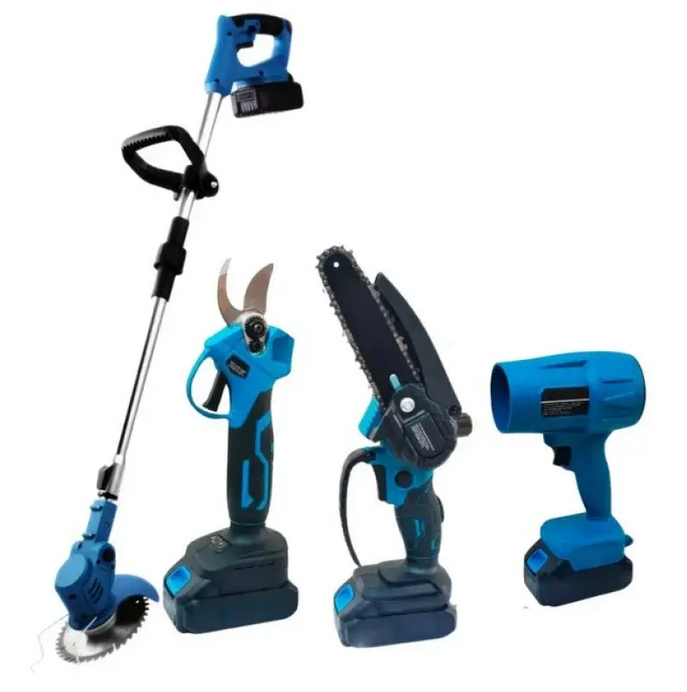 Набор садовых инструментов 4в1 пила/секатор/триммер/воздуходувка/2 аккумулятора 21 В (2019540)