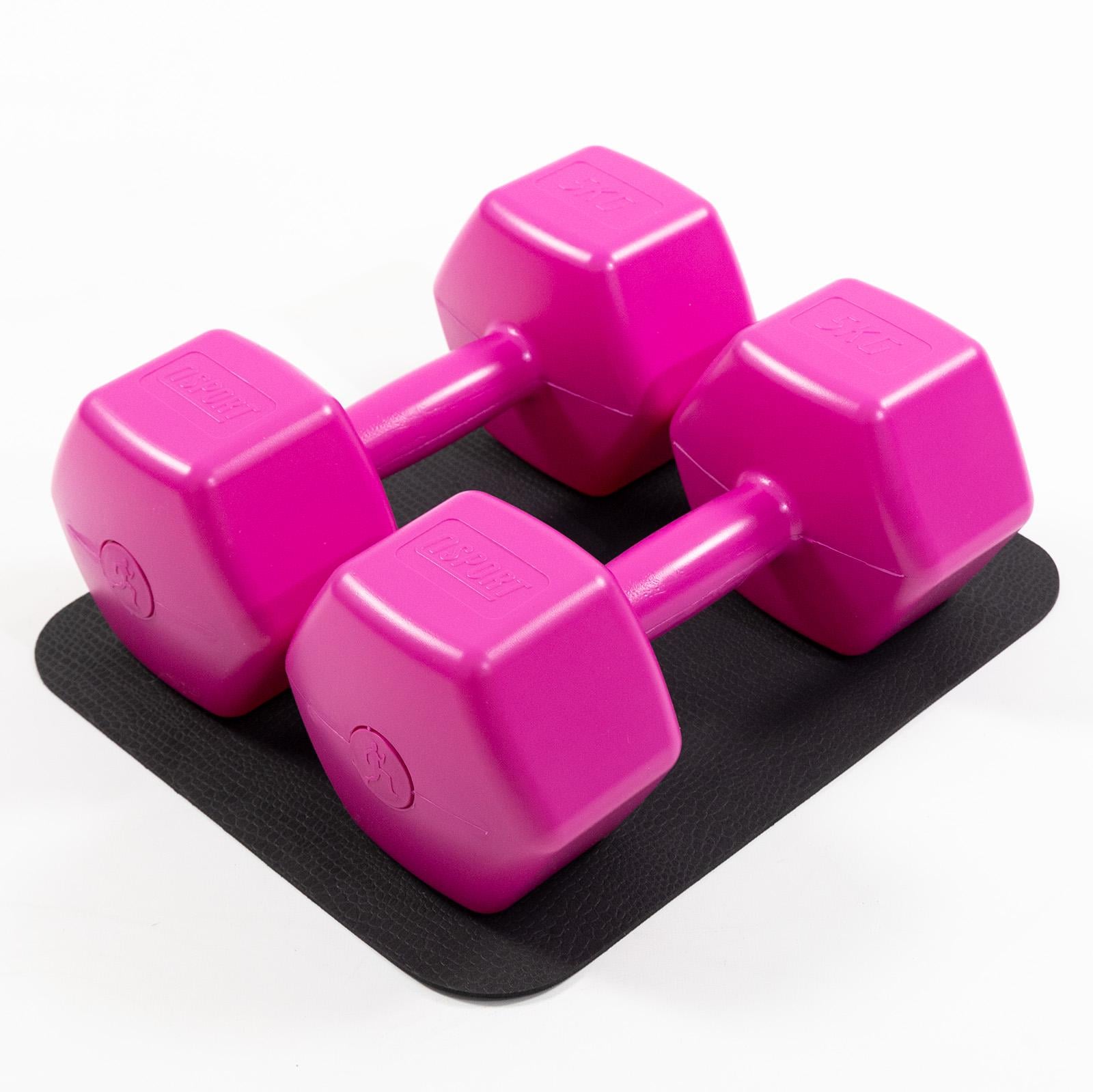 Гантели пластиковые цельные неразборные с ковриком OSPORT Lite OF-0120 2 шт. 5 кг Розовый (37318443)