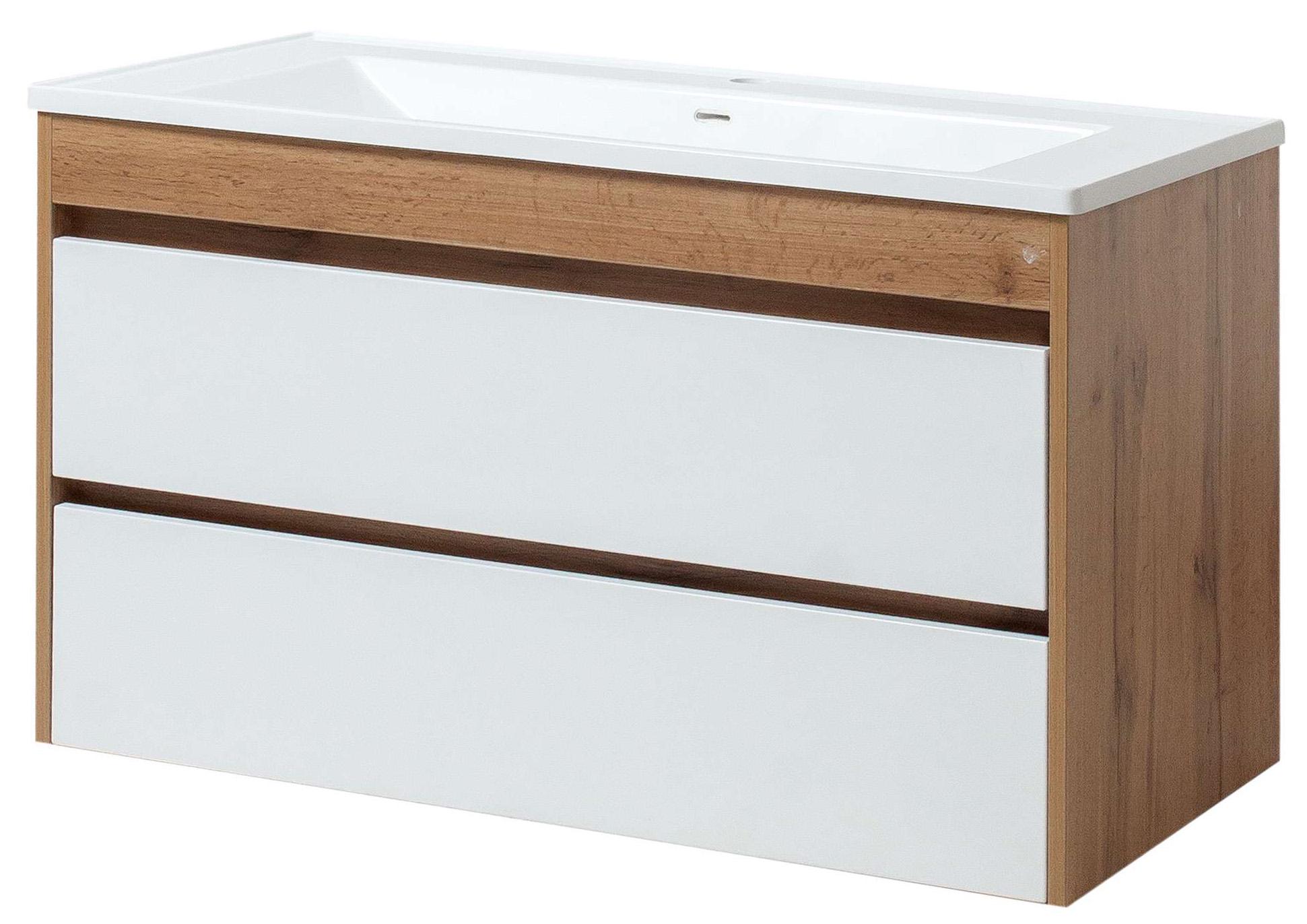 Тумба ЮВВИС Венера ТП-2 Д с умывальником Канте 100 см Белый/Дуб Тахо (UVV017)