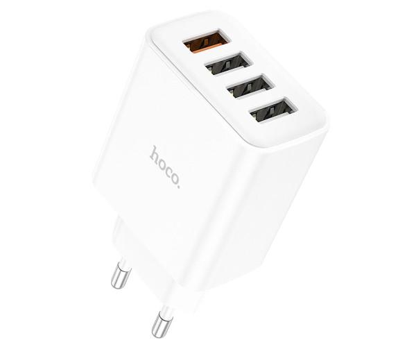 Пристрій зарядний мережевий Hoco C102A 4USB QC3.0 2,1 A cable Lightning White