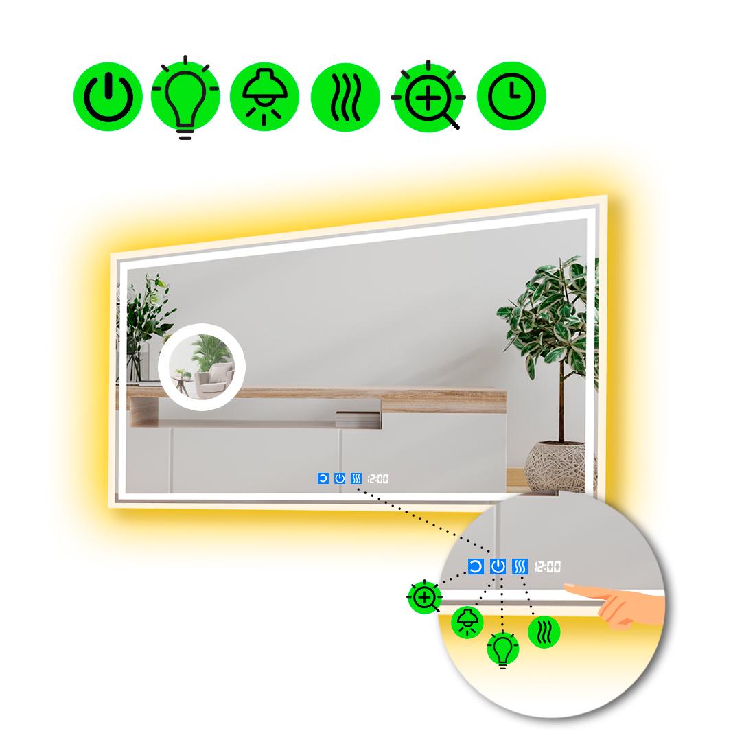 Зеркало с LED подсветкой Marita с тремя сенсорами и линзой с подсветкой 120x80 см (8776354)