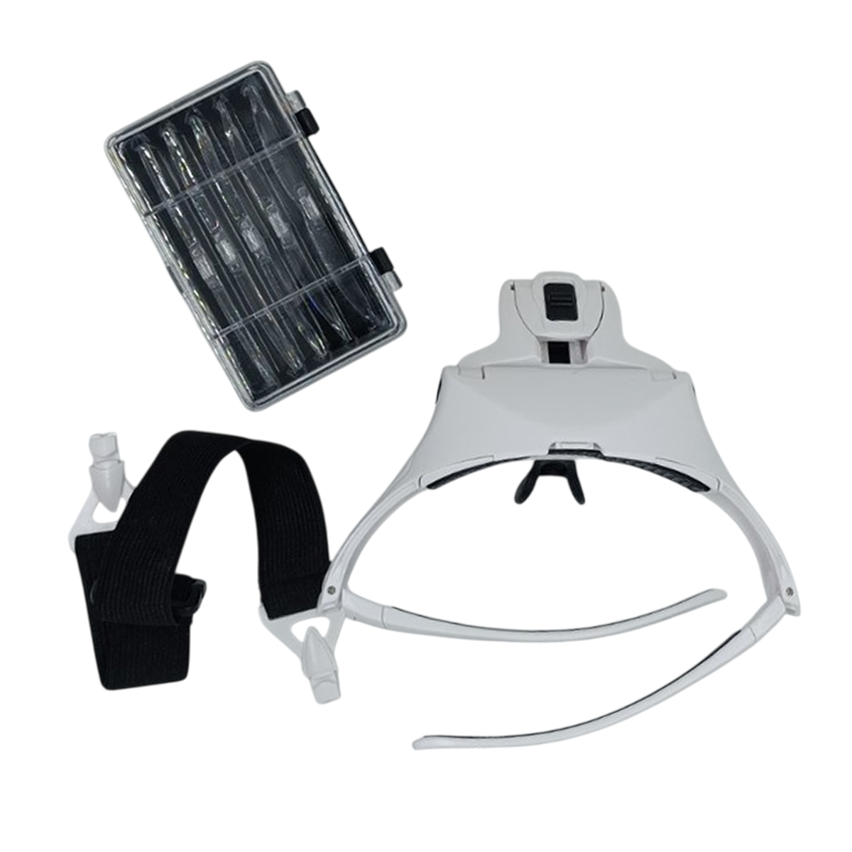 Лупа-очки бинокулярная 9892B1 с LED подсветкой 5 сменных линз 1,0X/1,5X/2,0X/2,5X/3,5X White (160415) - фото 4