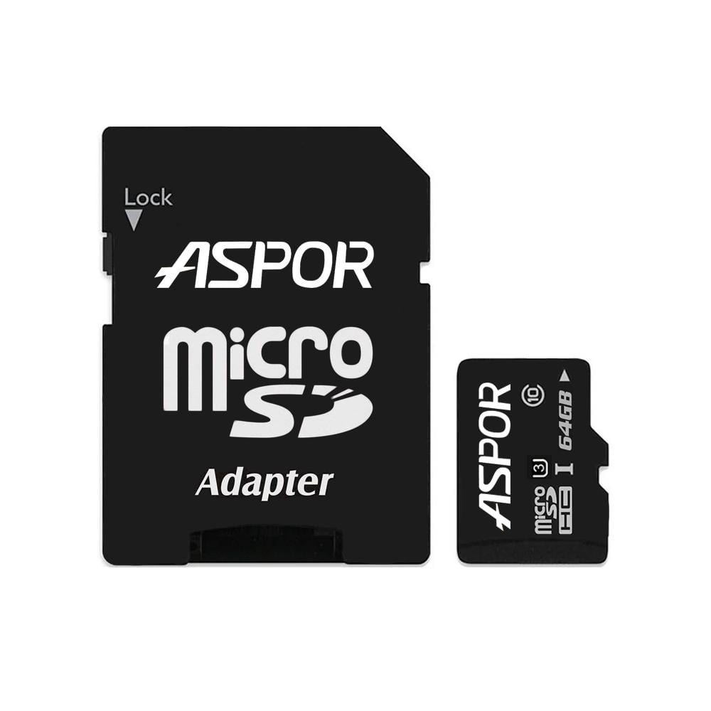 Карта памяти Aspor MicroSDHC 64GB UHS-I Class 10 + SD adapter (984009)