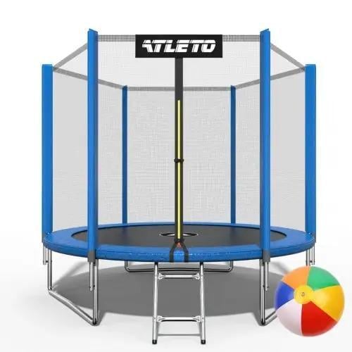 Батут детский с сеткой и стремянкой Atleto 312 см Синий