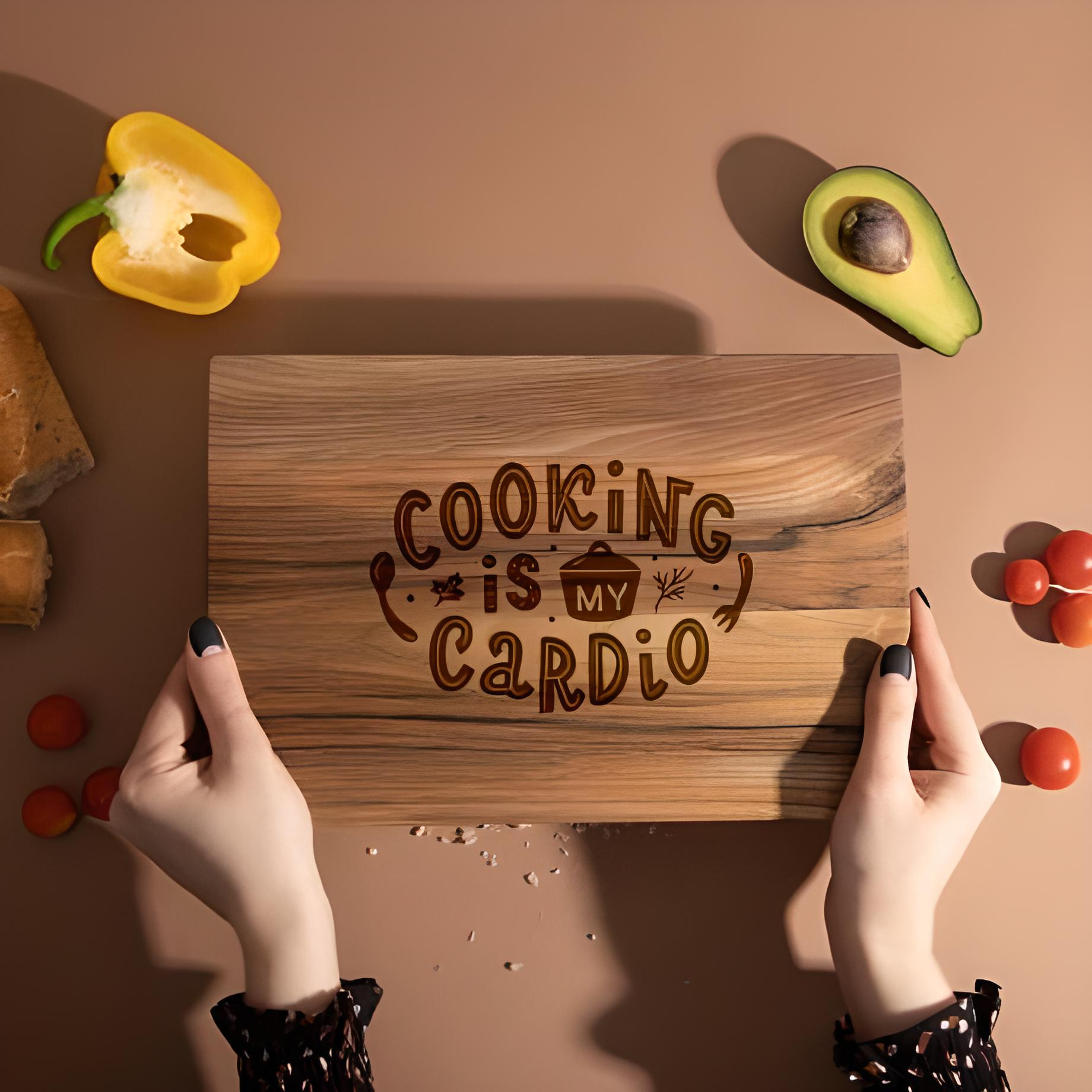 Доска кухонная Cooking is my cardio из ореха S (4-6-4598599)