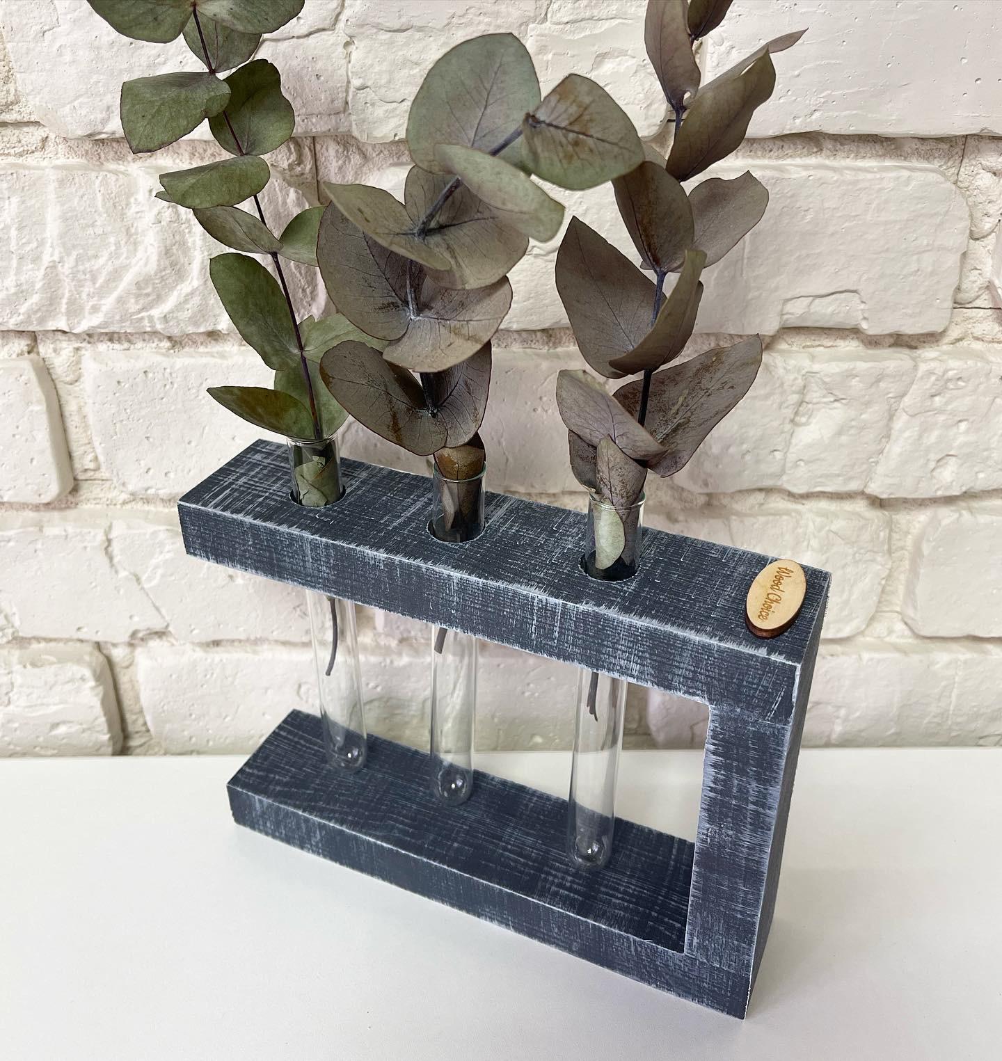 Ваза с пробирками для цветов мини 20х15 3 шт. Серо-белый - фото 1