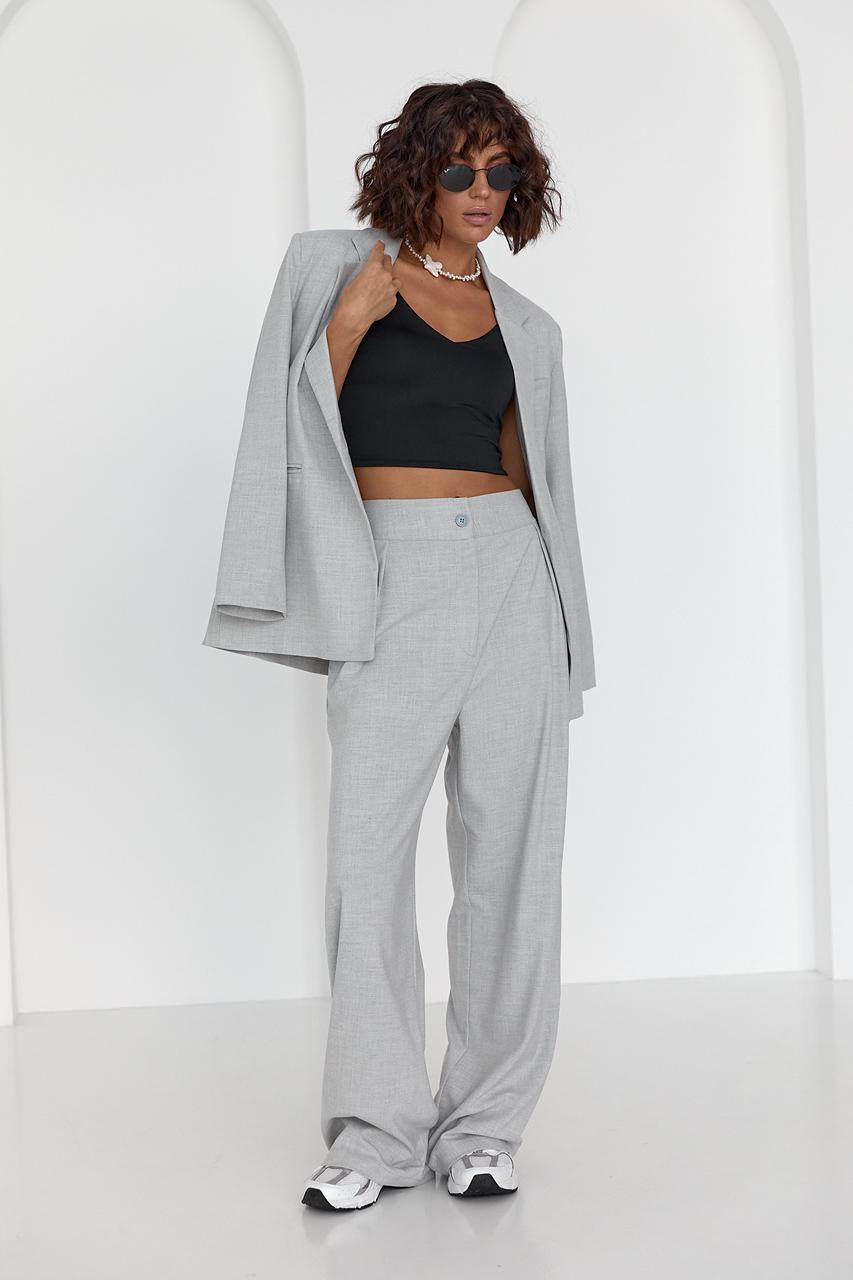 Пиджак однобортный на пуговице M Серый (11686269) - фото 4