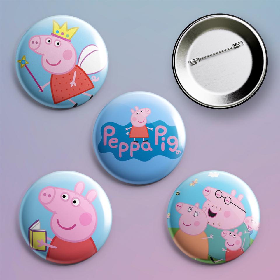 Значки на рюкзак с принтом Peppa Pig 4 шт.