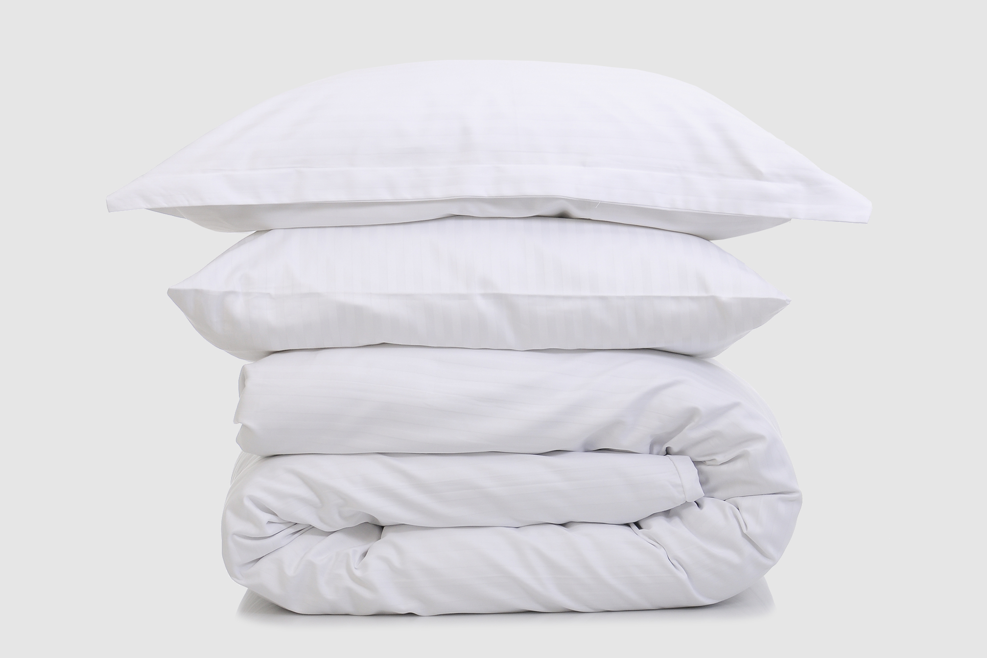 Комплект постельного белья полуторный Amore Prime305 Premium страйп-сатин белый (KPB-A1,5-ST-Prime305(1x1)4pil 70x70_)