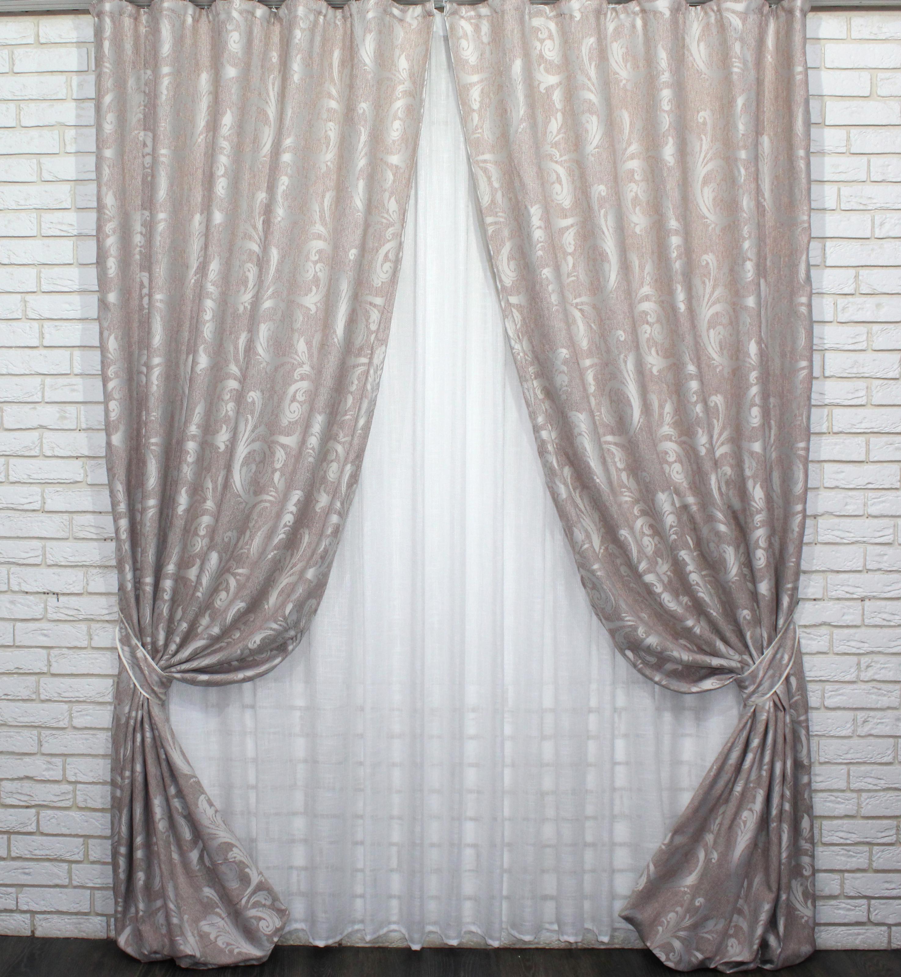 Комплект штор VR-Textil Лилия № 807ш лен 150х275 см 2 шт. Пудровый (30-591) Комплект штор VR-Textil Лилия № 807ш лен 150х275 см 2 шт. Пудровый (30-591)