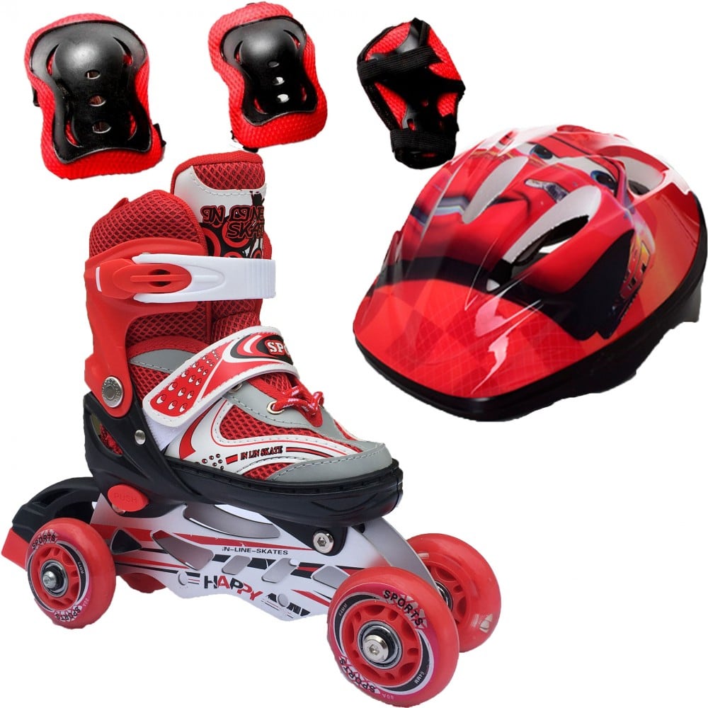 Ролики детские набор Happy Combo Disney Тачки 3 защита/шлем ротация колес р. 29-33 Красный (2T3007E)