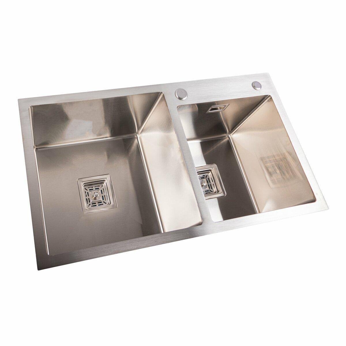 Мойка для кухни Platinum Handmade HDB на две чаши квадратный сифон 780х430х230 мм (PLTM-SP000036120) Мойка для кухни Platinum Handmade HDB на две чаши квадратный сифон 780х430х230 мм (PLTM-SP000036120)