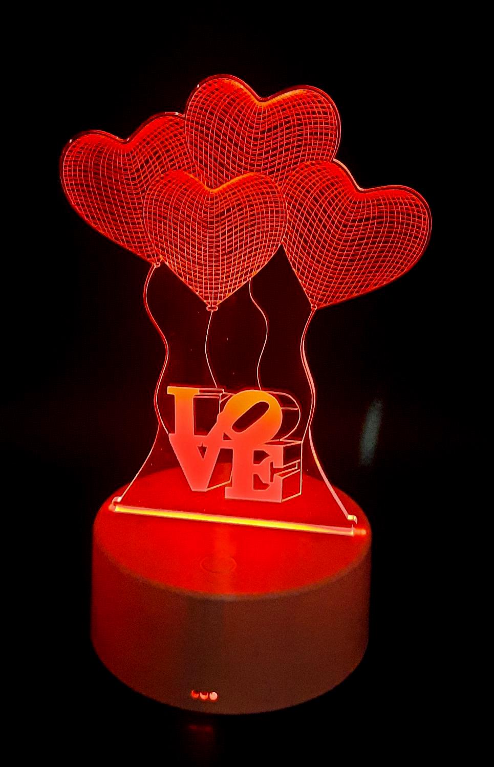 3D LED нічник світильник 16 кольорів LOVE - фото 3