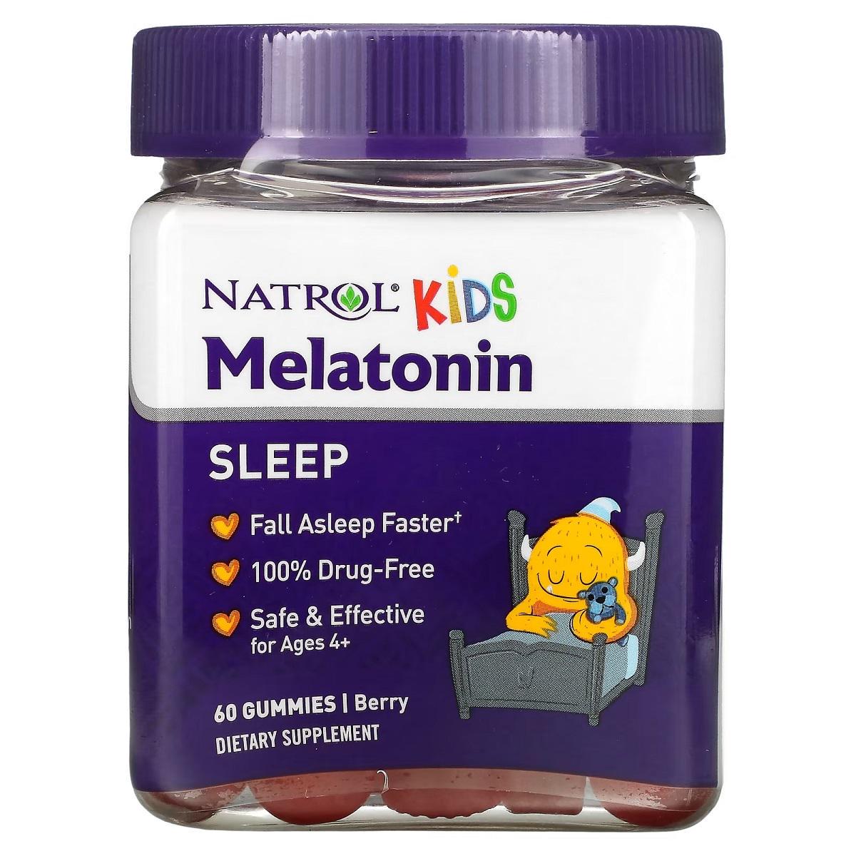 Мелатонін Natrol Melatonin Ages 4+ смак ягід для дітей від 4 років 1 мг 60 жувальних цукерок