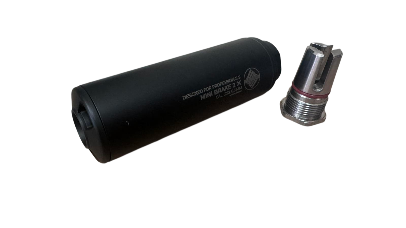 Саундмодератор Zerosound TITAN MINI BRAKE X Full Auto титановый .223 Rem в комплекте с ДТК резьба 1/2-28 Black