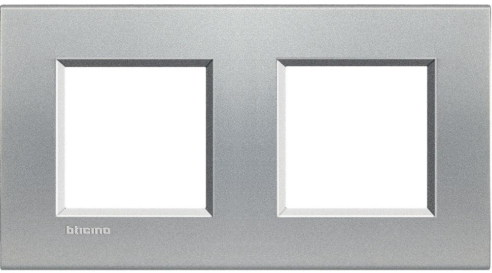 Рамка Legrand Bticino LivingLight на 2 поста Алюминий (ERC-LNA4802M2TE)