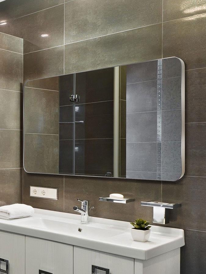 Зеркало прямоугольное с подсветкой/закругленными углами L 100х120 см (10011L-100120stW)