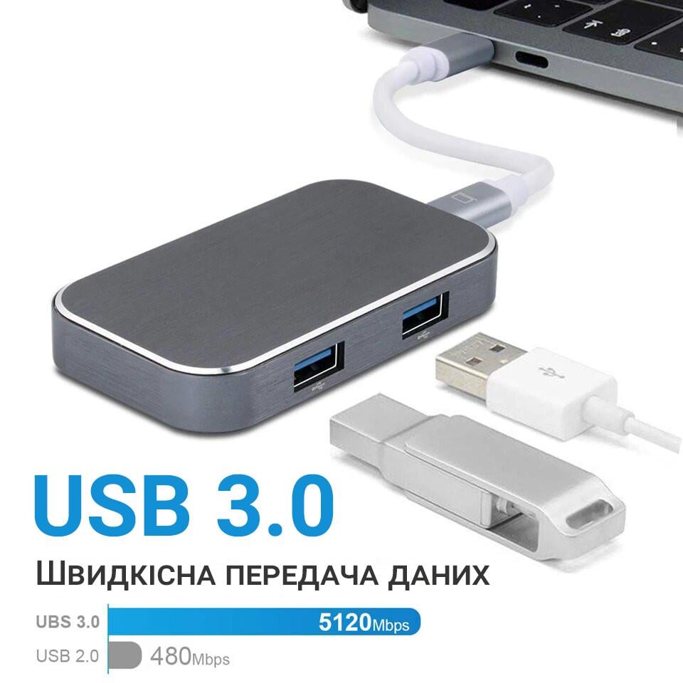 USB Type-C хаб-разветвитель Digital Lion MH-08 многопортовый концентратор 5в1 - фото 5