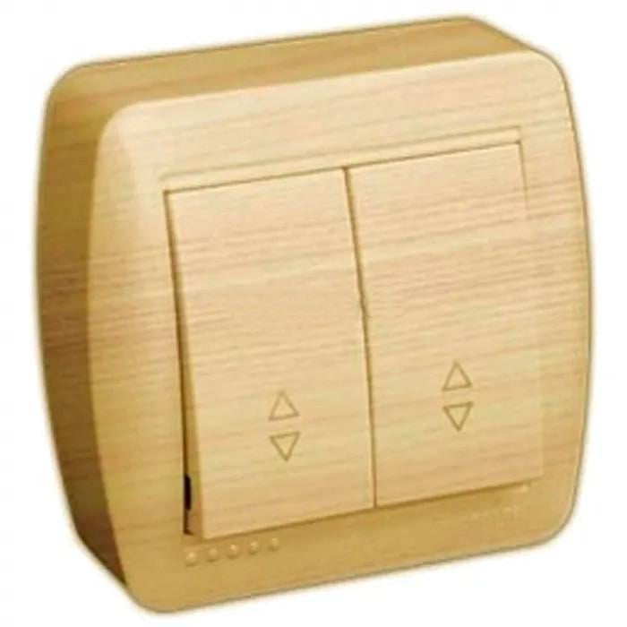 Выключатель накладной двухклавишный Lezard Demet проходной IP20 Клен (27550292)