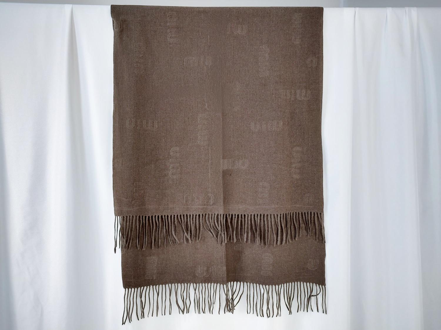 Шарф кашемировый с бахромой 180х70 см Шоколадный (ШарфКаш101)