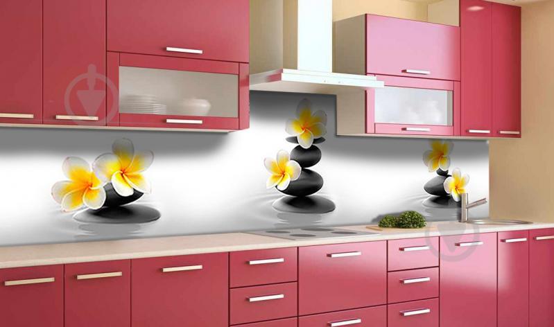 Наклейка виниловая кухонный фартук Zatarga "Черные камни и Цветы" 600х2500 мм Наклейка виниловая кухонный фартук Zatarga "Черные камни и Цветы" 600х2500 мм