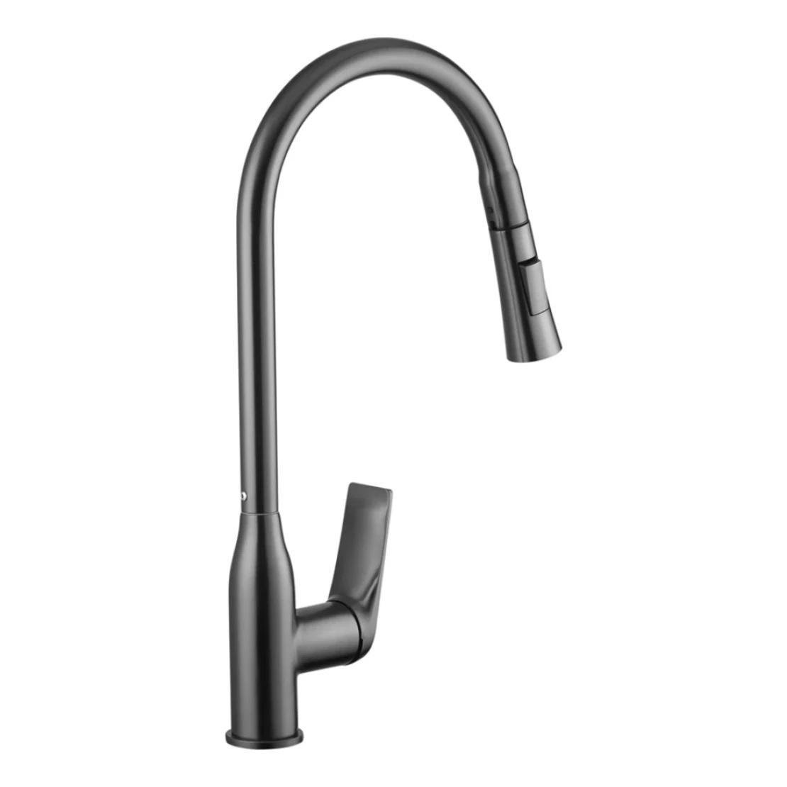 Смеситель для кухни Kroner KRP Graz GRP030-T врезной с выдвижным изливом Графитный (CV031336)