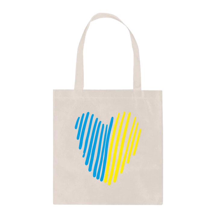 Эко-сумка шопер с принтом Сердце Украина повседневная Белый