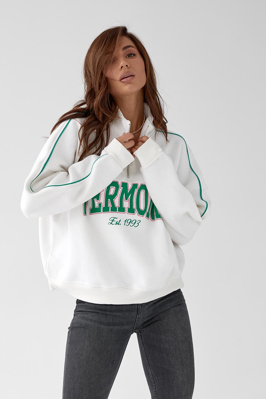 Свитшот oversize женский с молнией на воротнике L Молочный (9443033)
