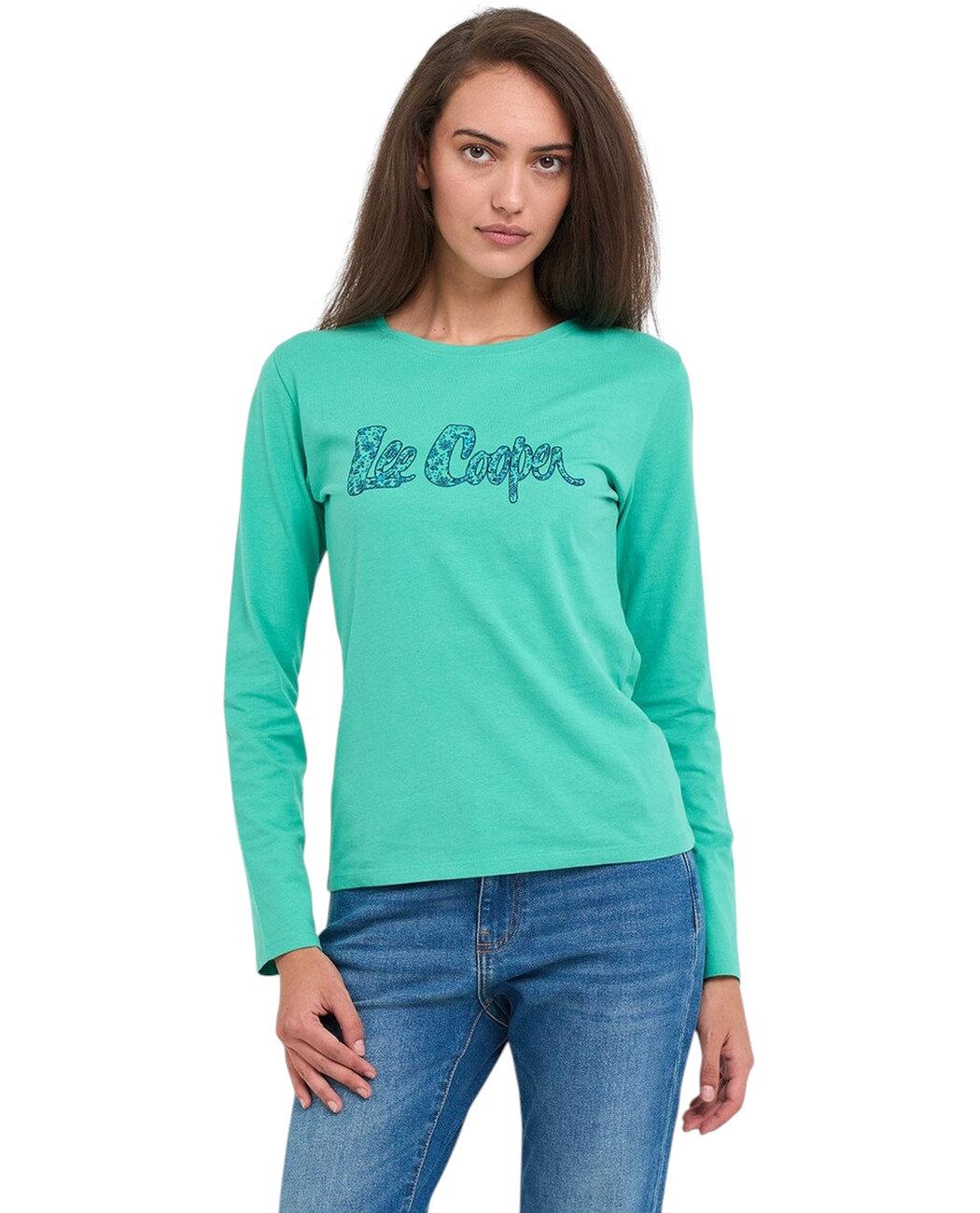 Футболка с длинным рукавом женская Lee Cooper 20196181.T18 M Зеленый (5942723123503)