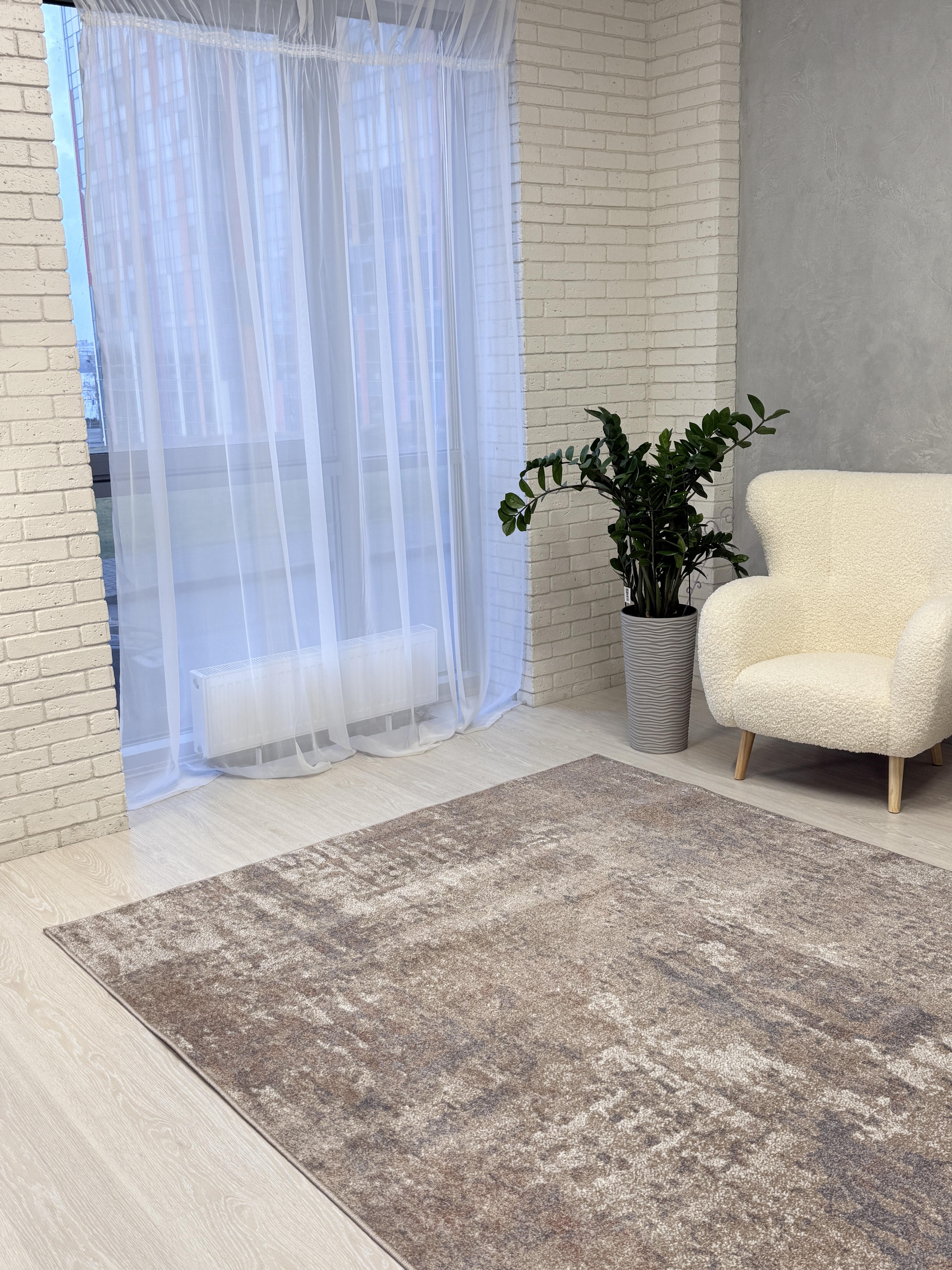 Ковер Mira с низким ворсом 200x400 см Бежевый с серым (24136/121B8) - фото 7