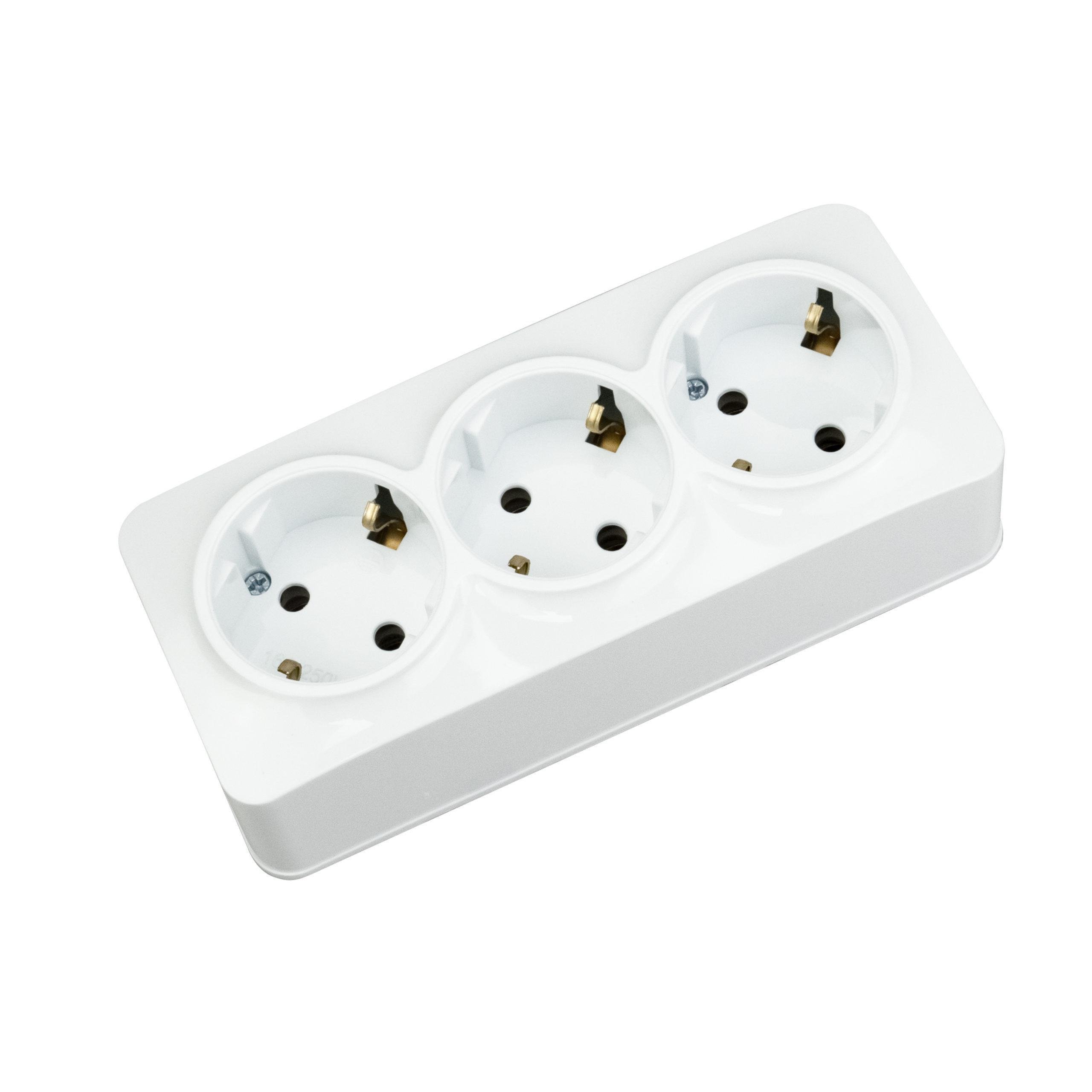 Розетка тройная HOROZ ELECTRIC POWER MAX-3E с заземлением Белый (104-008-0002-010)
