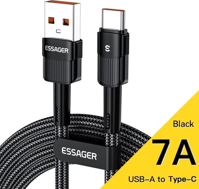 Кабель Essager Star USB-A to Type-C 66 Вт 7A 1 м cable Черный (EXCT-XC01)