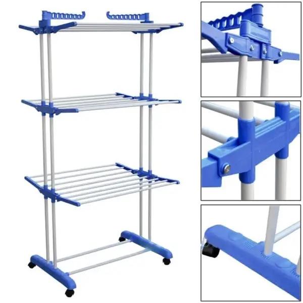 Сушарка для білизни складна Garment Rack With Wheels K-1030 30 кг Білий/Блакитний (1-2-9806) - фото 3