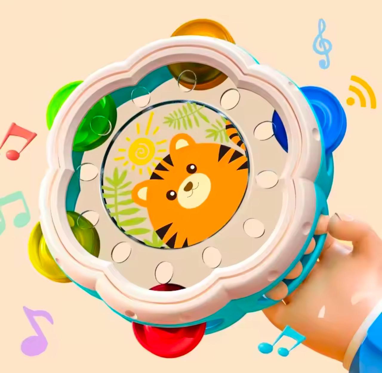 Дитячий бубон з дзвіночками та малюнком тигреня 17 см (74) - фото 3 Дитячий бубон з дзвіночками та малюнком тигреня 17 см (74) - фото 3