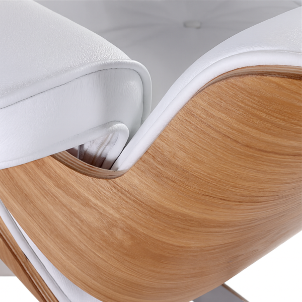 Кресло с отоманкой Релакс кожа Белый/Ясень (30584992) - фото 3