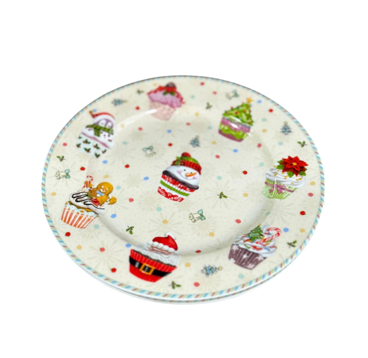 Набор новогодних тарелок HOME Christmas керамика в подарочной коробке 2 шт. 19 см (R36248)