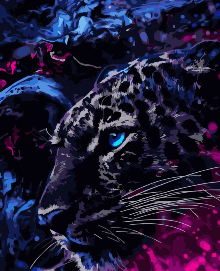 Картина за номерами Strateg Преміум Космічний леопард з лаком та рівнем 40x50 см (SY6759) Картина за номерами Strateg Преміум Космічний леопард з лаком та рівнем 40x50 см (SY6759)