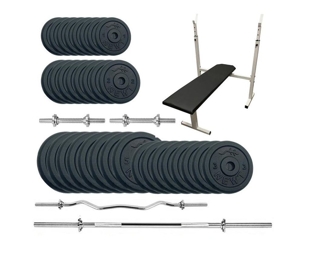 Лава для жиму горизонтальна Newt Gym Set-STHW Home з набором штанг + гантелі металеві 104 кг (8105375)