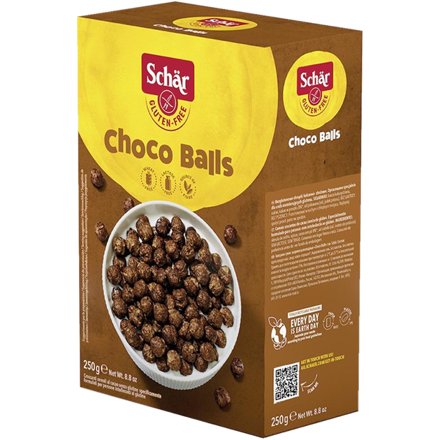 Сніданки сухі без глютену Dr. Schar Choco Balls 250 г (8008698007709)