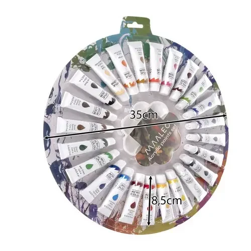 Акрилові фарби Maaleo набір 24 кольори по 12 мл з палітрою (24725) - фото 3 Акрилові фарби Maaleo набір 24 кольори по 12 мл з палітрою (24725) - фото 3