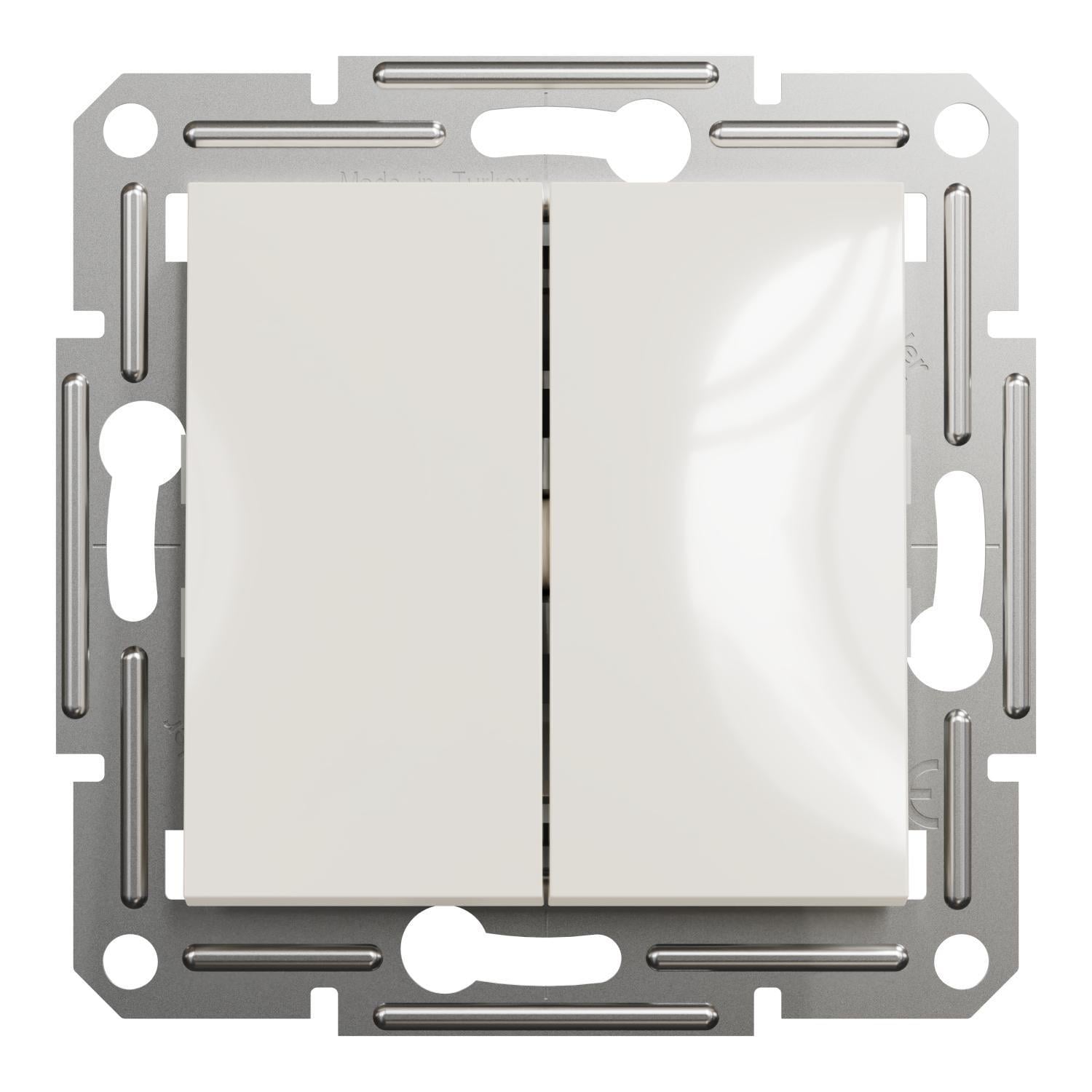 Переключатель двухклавишный Schneider Electric без рамки Asfora Кремовый (EPH0670123)
