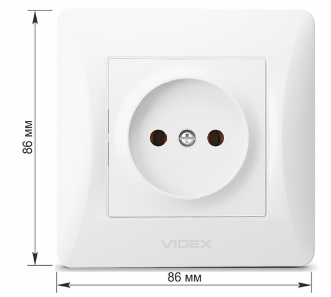 Розетка одинарна Videx без заземлення з рамкою врізна 86x86 мм Білий (714476) - фото 2