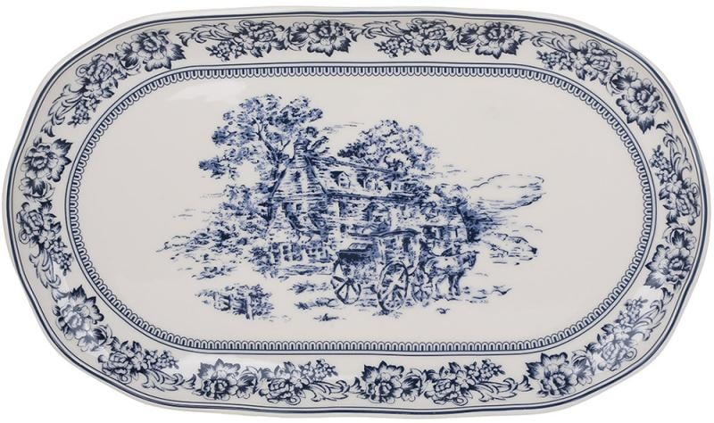 Набор фарфоровых овальных блюд Heritage Toile 35,5х20,5 см 2 шт. Голубой