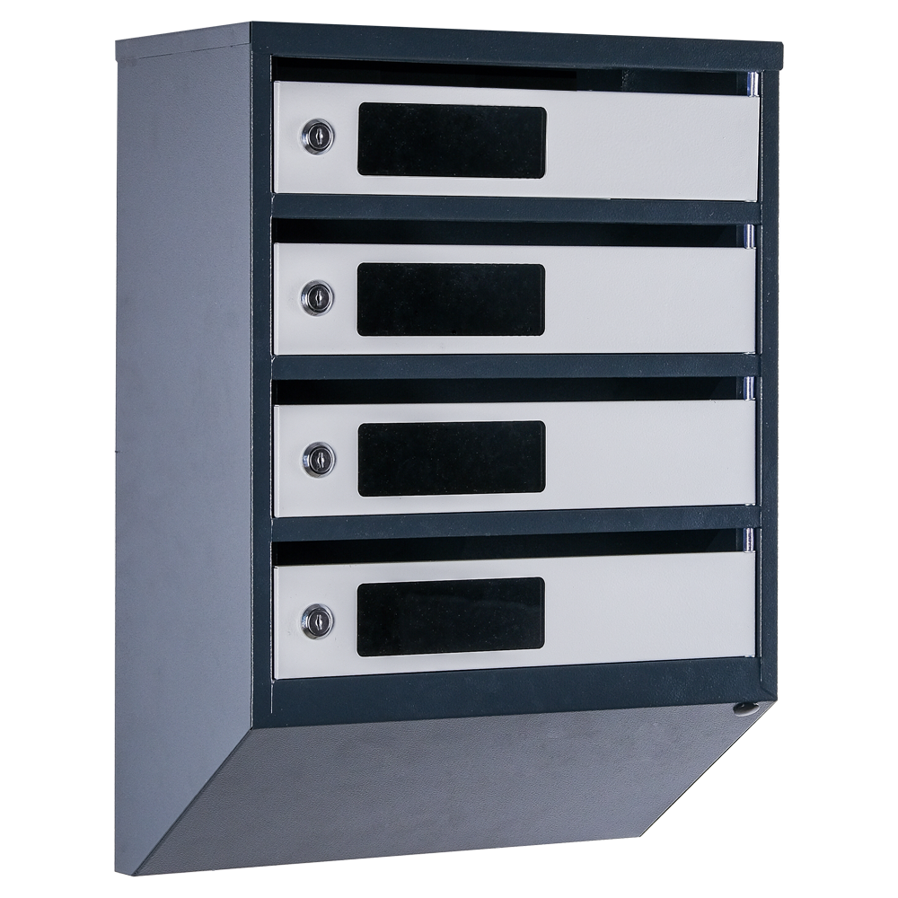 Почтовый ящик многосекционный ЯП04С 4-ячеек с замками Антрацитовый/Серый (21005410)