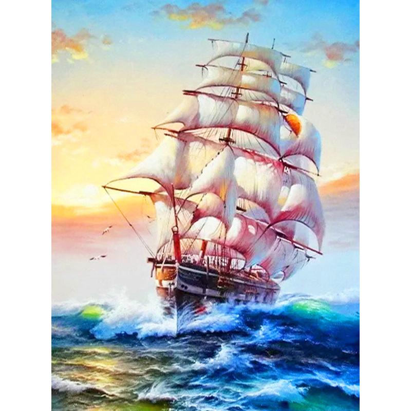 Алмазная мозаика Strateg Премиум На всех парусах 30х40 см (Str-JSDF75187)