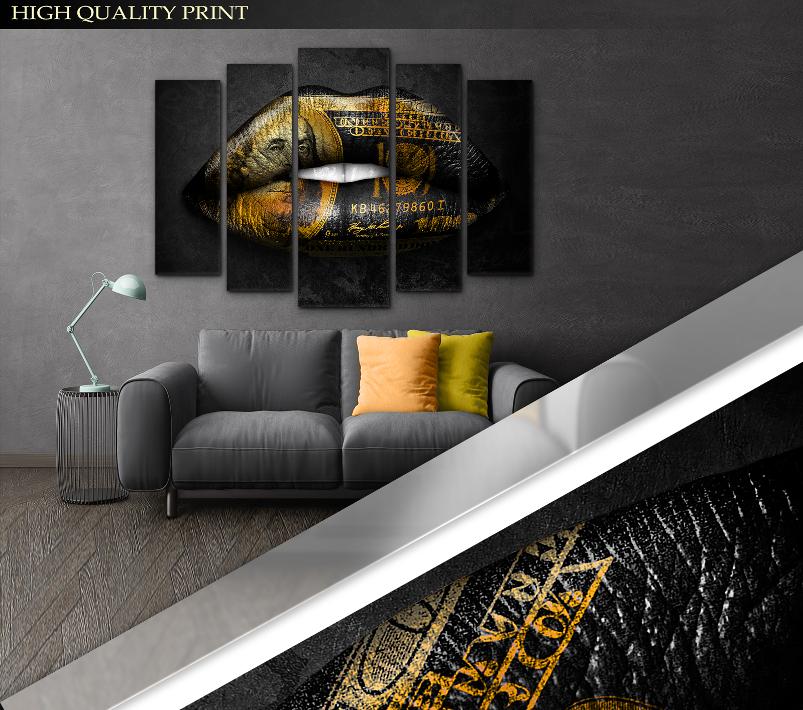 Картина модульная Губы Абстракция 110х160 см (Art-276_5) - фото 3 Картина модульная Губы Абстракция 110х160 см (Art-276_5) - фото 3