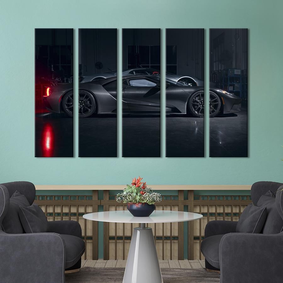 Картина на холсте Стильный автомобиль Ford GT Liquid Carbon цвета графит 87x50 см (1258-51)