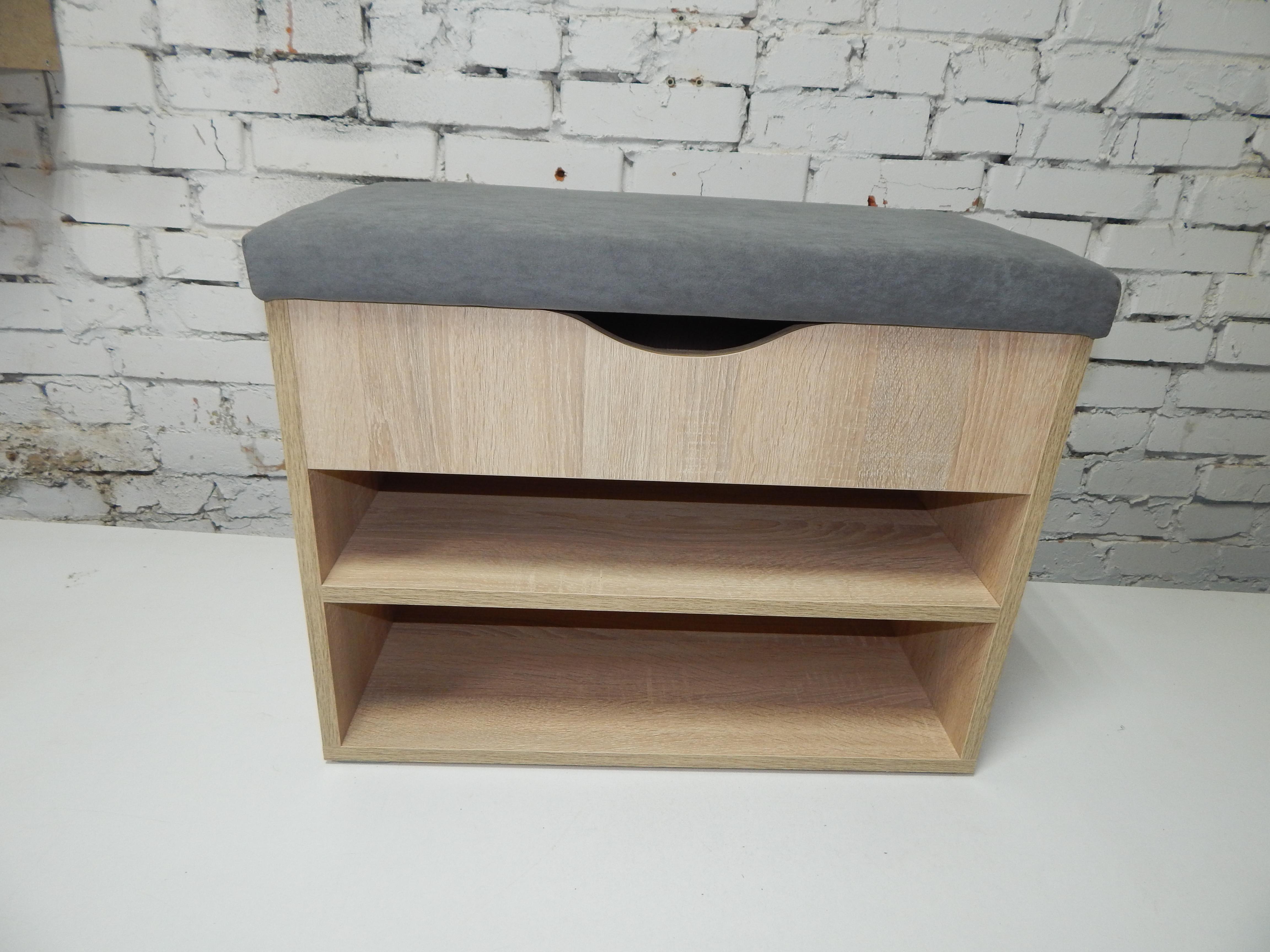 Тумба для обуви ДСП/ткань 30х60х45 см Дубсонома светлый/Серый