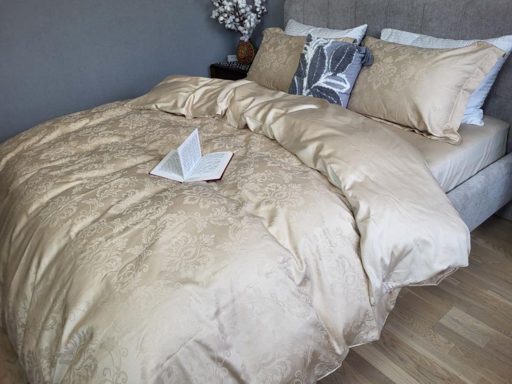 Комплект постельного белья Мир сатин жаккард Premium двуспальный/наволочки 50х70/70х70 см Tiara Beige (9080) - фото 4 Комплект постельного белья Мир сатин жаккард Premium двуспальный/наволочки 50х70/70х70 см Tiara Beige (9080) - фото 4