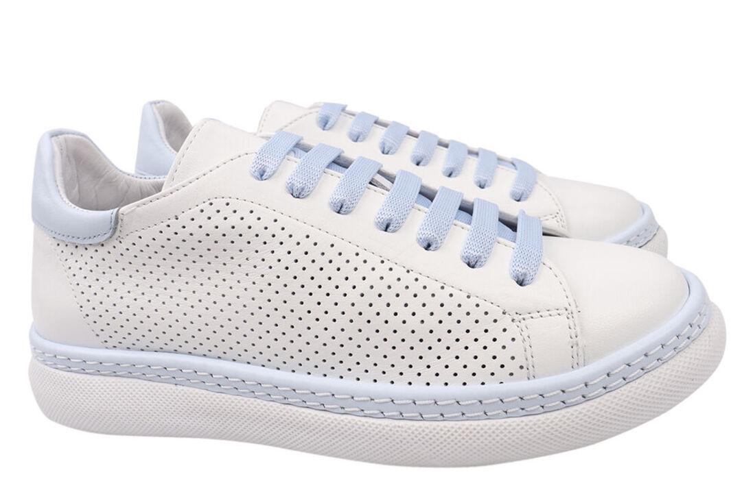 Кеды женские Aquamarin из кожи на низком ходу на шнуровке Белый (1938-21LTCP 36)